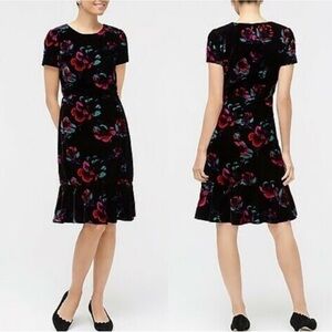 J. Crew black velvet dress short sleeve size 0